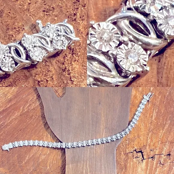 1.02CTW DIAMOND 💎 & Sterling Silver Tennis 🎾 Bracelet ✅GUARENTEED 💯AUTHENTIC - Picture 1 of 11